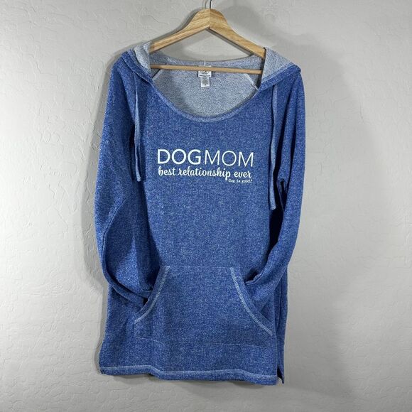 Dog Is Good Women's Pullover Hoodie Blue‎ Terry Cotton Pockets Sweater Size M - Picture 4 of 8